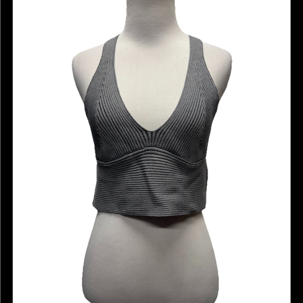 Gray Ribbed Knit Top by Free People